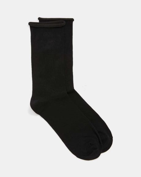Basic Black Socks with Rolled Cuffs