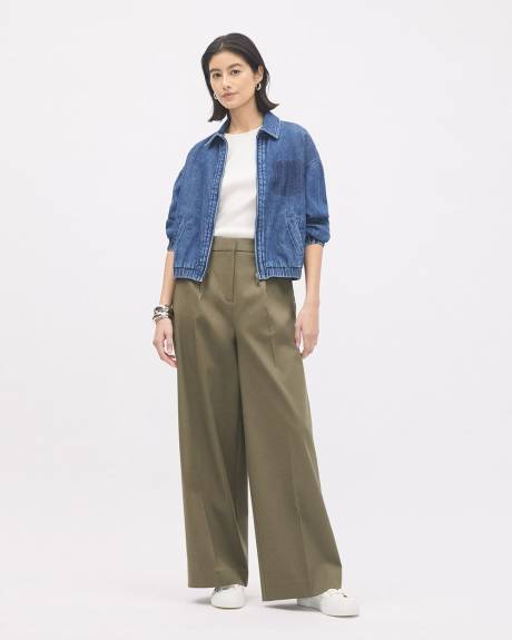 Twill High-Rise Wide-Leg Pant