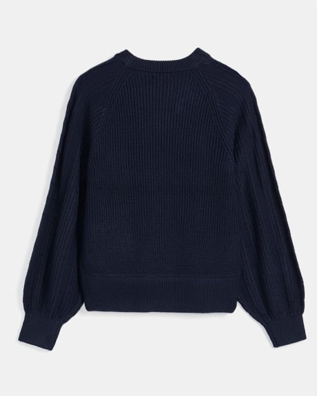 Chunky Cable Knit Raglan Sleeve Pullover Sweater