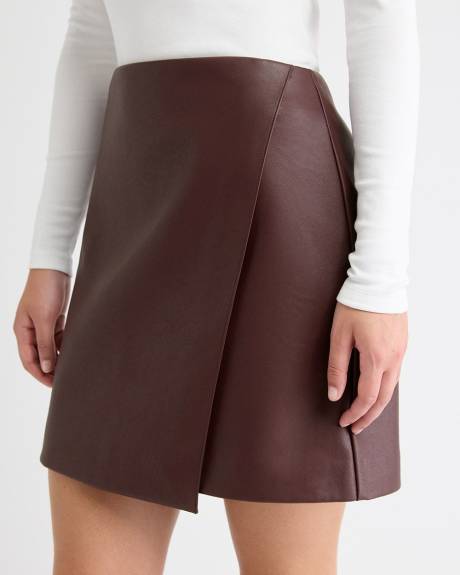 Faux Leather Mini Wrap Skirt