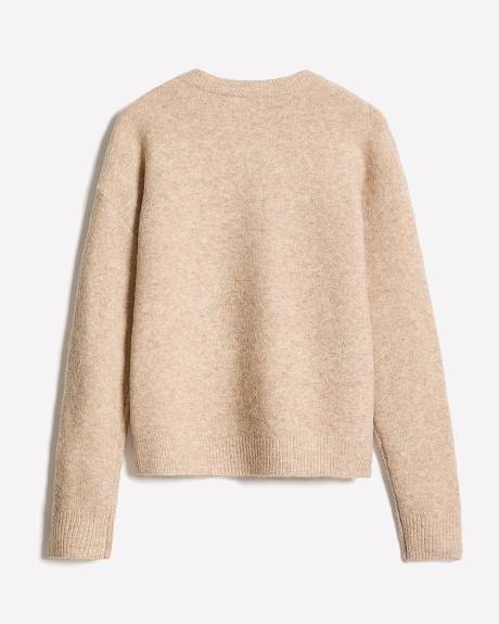 Long-Sleeve Crew-Neck Sweater with Embroidered Pattern