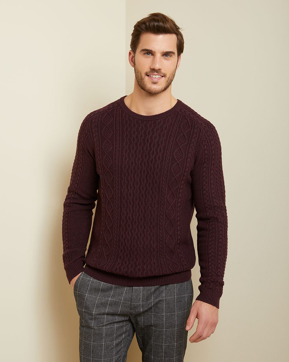 Cable-stitch crew-neck sweater | RW&CO.