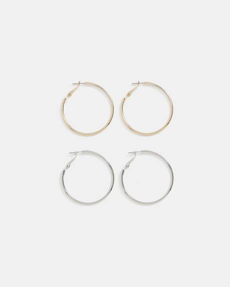 Basic Hoop Earrings - 2 Pairs
