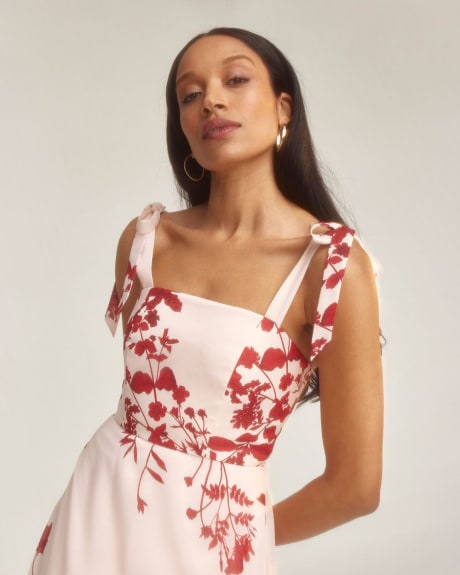 Chiffon Fit and Flare Bow Straps Cocktail Dress