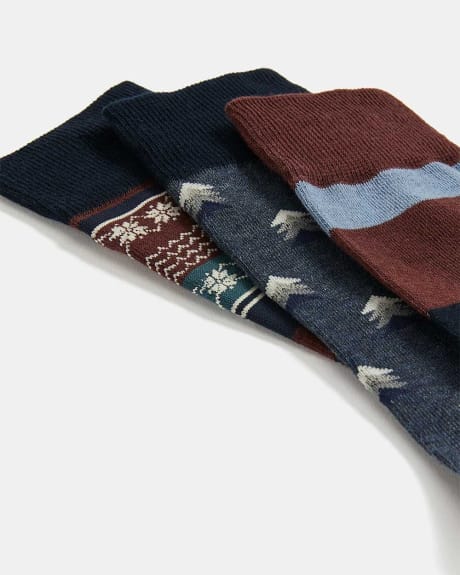 Geometric Patterned Holiday Socks - Three Pairs