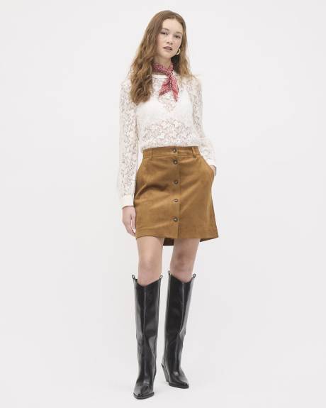 Long-Sleeve Lace Blouse