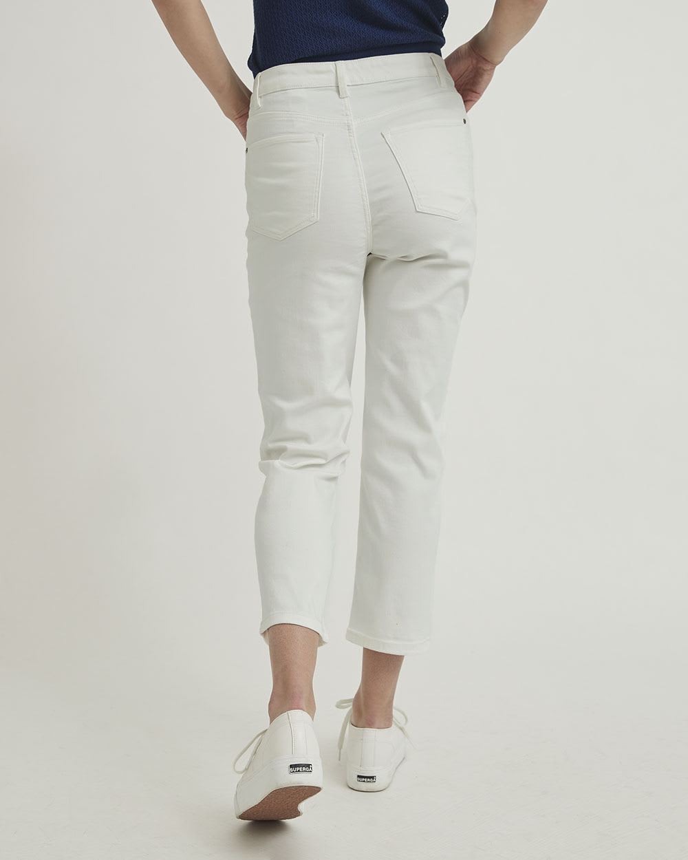 White High-rise Straight Leg Ankle Jeans