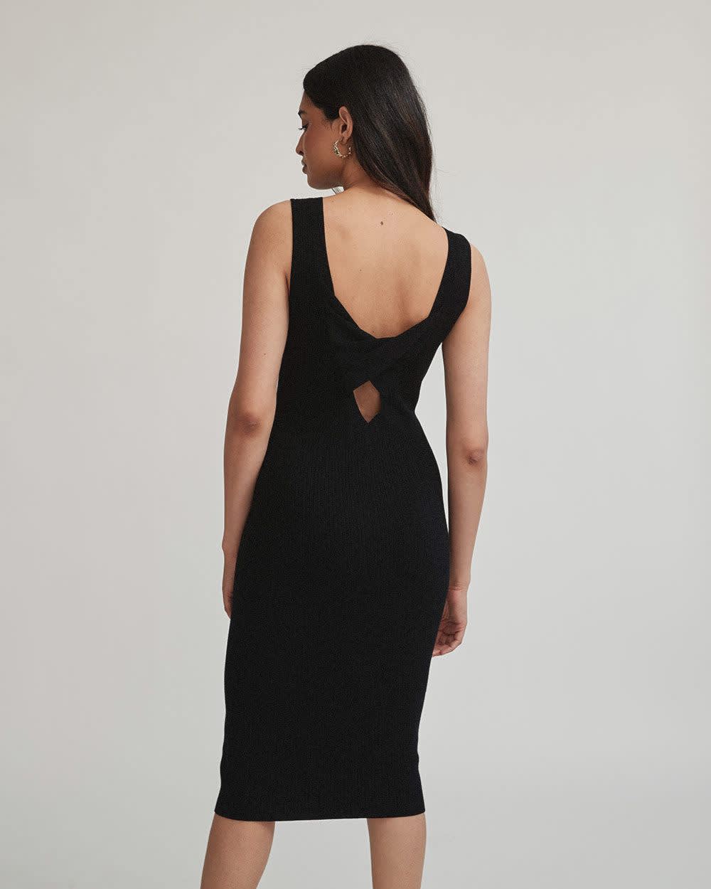 Twisted Back Ribbed HalterNeck Dress RW&CO.