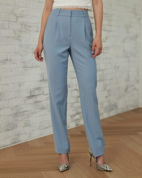 Pantalon Taille Haute Bleu Chambray à Jambe Fuselée