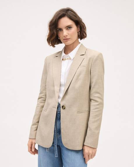 Beige One-Button Blazer