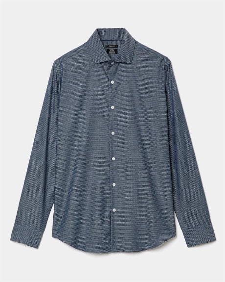 Tailored Fit Denim Dress Shirt with Dots