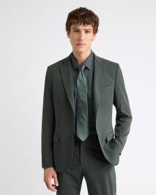 Slim-Fit Dark Green Suit Blazer