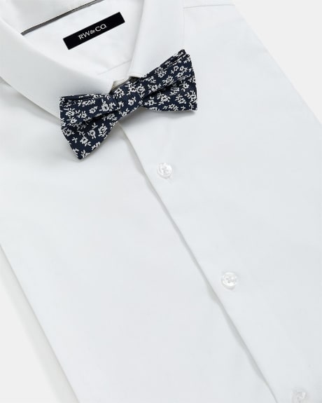 Navy Bow Tie with White Flowers