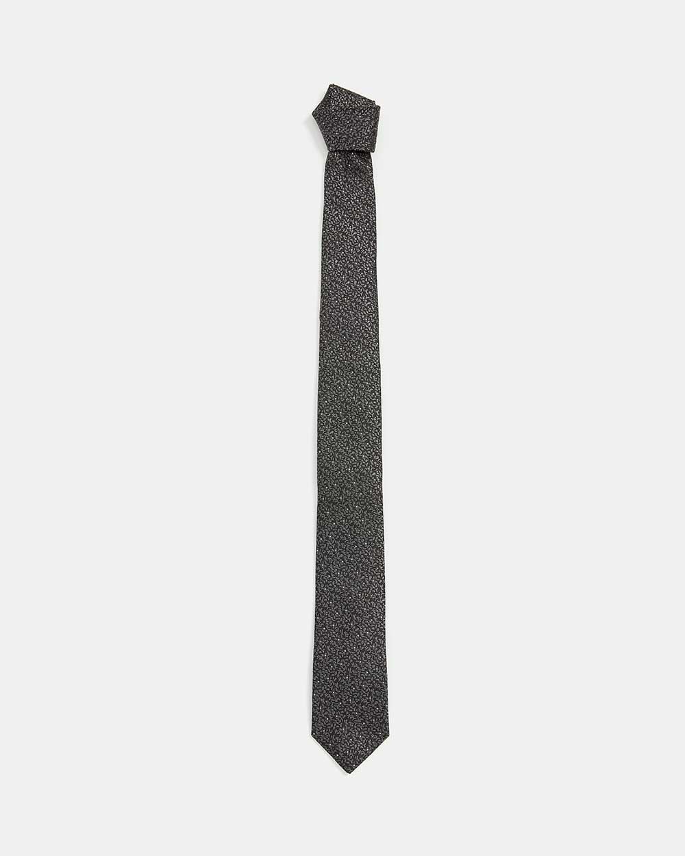 Regular Black Tie with Grey Floral Pattern