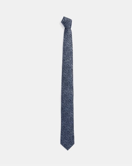 Regular Blue Tie with Floral Pattern