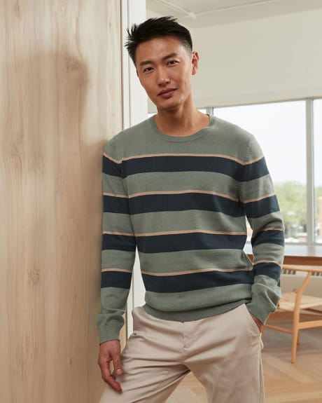 Crew-Neck Sweater with Striped Pattern