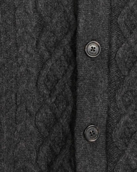 Mock-Neck Cardigan with Cable Stitch