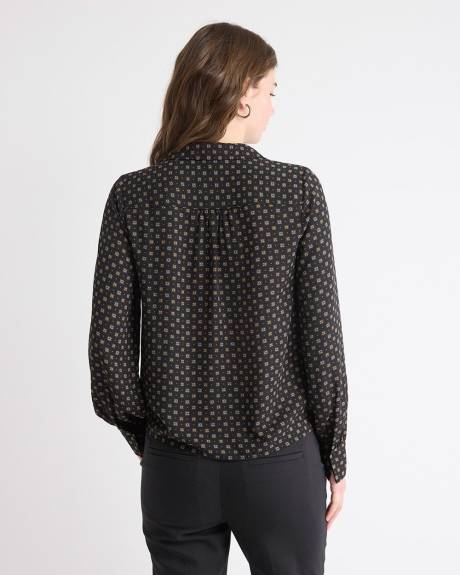 Blouse Boutonnée en Crêpe Soyeux à Manches Longues