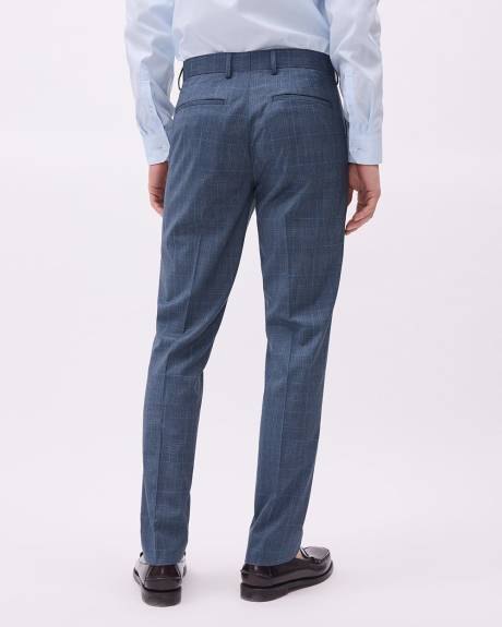 Slim-Fit Blue Checkered Suit Pant