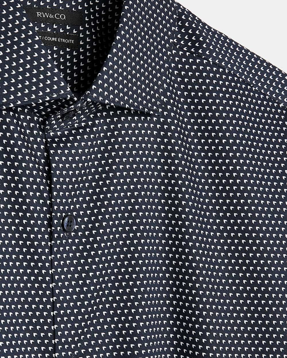 Navy Checkered Slim Fit Essential Dress Shirt