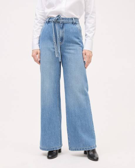 Light-Wash Ultra-High-Rise Wide-Leg Jeans