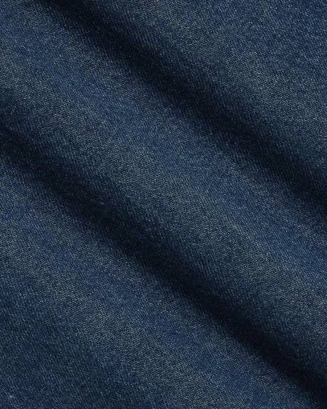 Chemise en Denim &agrave; Manches Longues avec Poche Poitrine