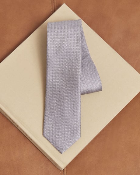 Cravate Régulière Texturée à Motif Lavande Ton sur Ton