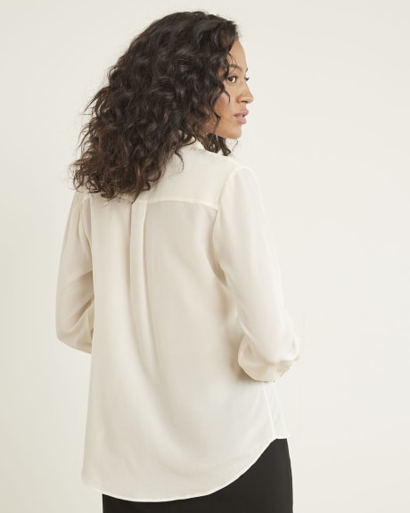 Long-Sleeve Silk Buttoned-Down Blouse