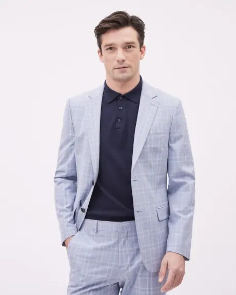 Slim-Fit Light Blue Checkered Suit Blazer