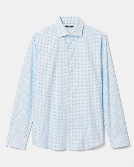 Chemise Habillée Bleue à Coupe Ajustée à Micro Imprimé Géométrique