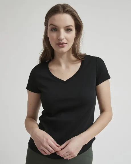 Basic Heavy Cotton V-Neck Short-Sleeve T-Shirt