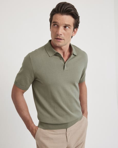 Short-Sleeve Polo Sweater