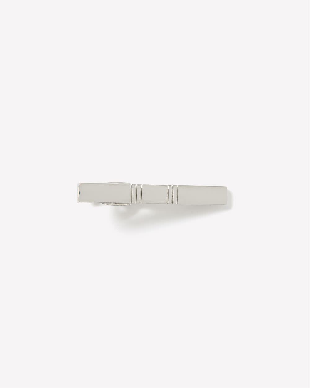 Ribbed Silver Tie Bar