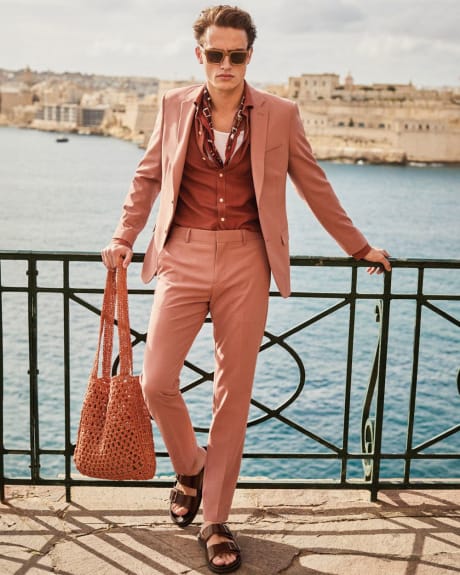 Slim-Fit Terracotta Suit Blazer