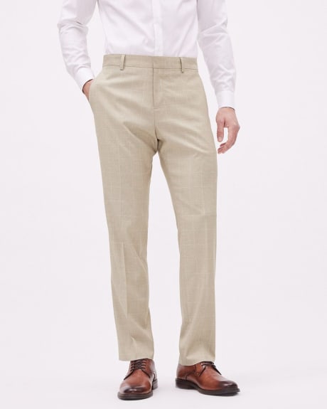 Tailored-Fit Beige Windowpane Suit Pant