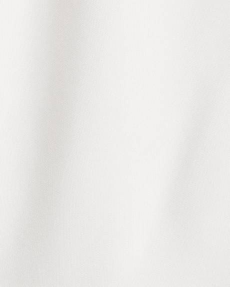 Extended-Sleeve Top with Crossover Draped Mock Neckline