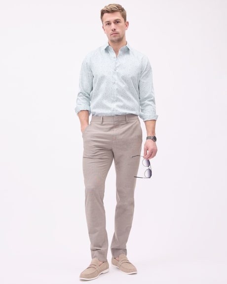 Light Blue Tailored-Fit Dress Shirt with Floral Pattern