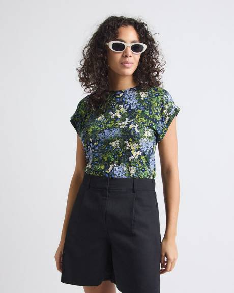 T-Shirt Classique &agrave; Col Rond et Manches Tr&egrave;s Courtes