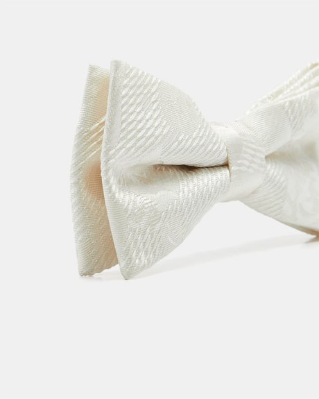 Off-White Bow Tie With Tonal Flowers