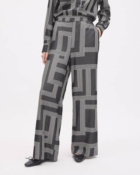 Pantalon Fluide &agrave; Jambe Large et Taille Haute