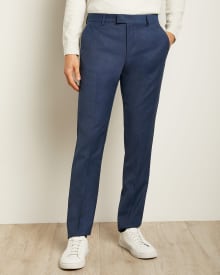 Blue Wool-Blend Suit Pant