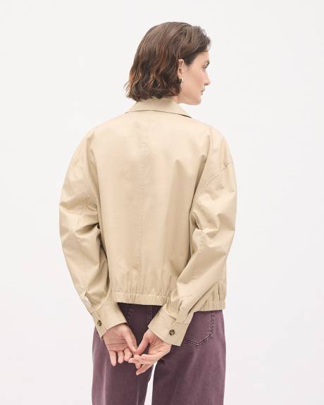 Cropped Twill Bomber Jacket