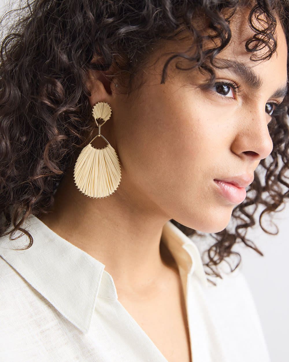 Raffia Earrings with Pendants