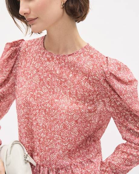 Floral Long-Sleeve Peplum Blouse