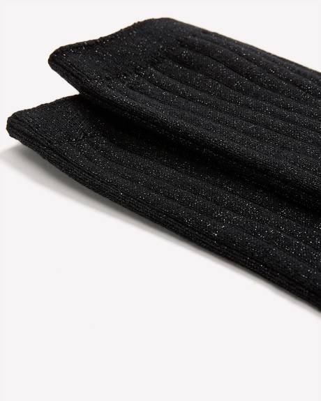Ribbed Crew Socks with Metallic Fibres