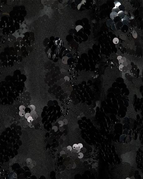 Short-Sleeve Crew-Neck Sequins Popover Blouse