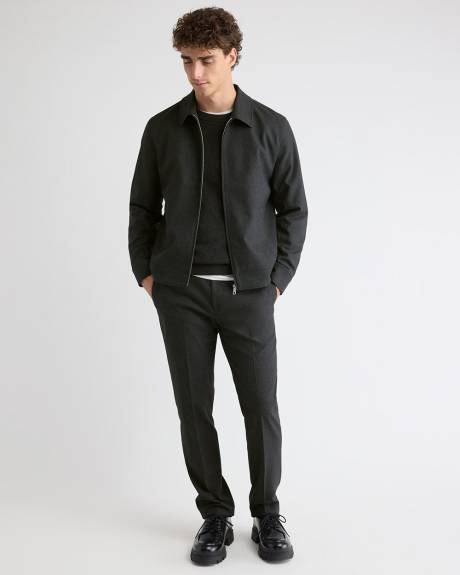 Brushed Twill Bomber Jacket with Shirt Collar