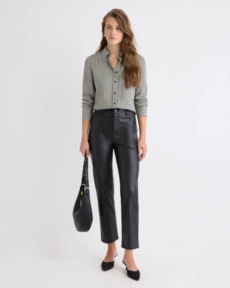 Plaid Long-Sleeve Buttoned-Down Blouse