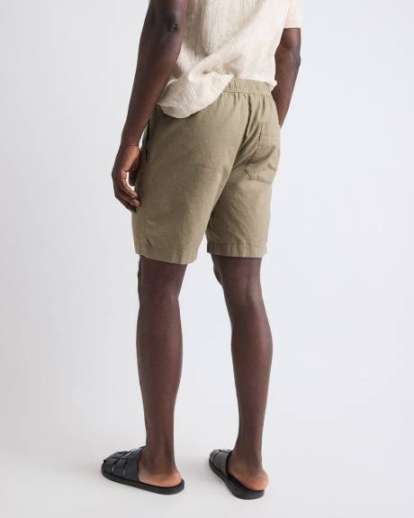 Linen-Blend Short with Elastic Waistband