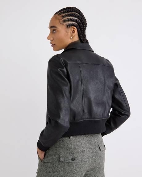 Faux Leather Bomber Jacket